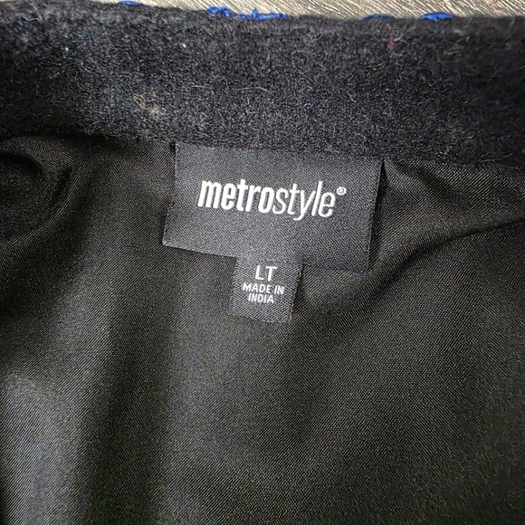 Metrostyle black Wool Blend Embroidered Coat Long Sleeve Button Front size Large - Picture 10 of 11